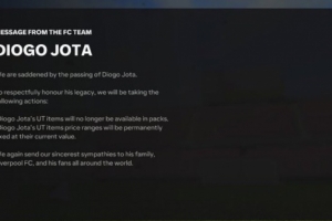 FC25悼念若塔:出于尊重,若塔UT卡将不再出现在卡包中&数值锁定